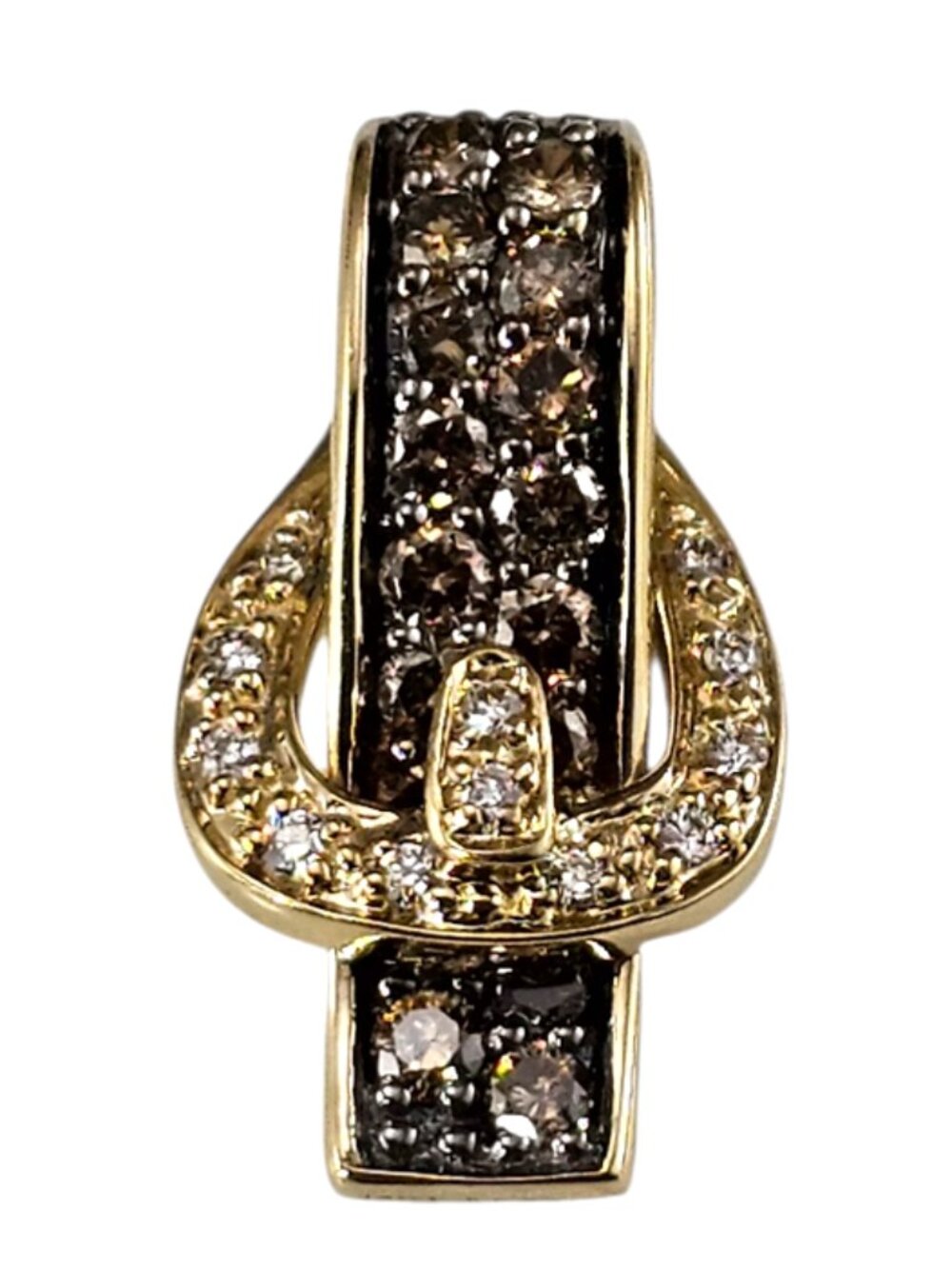 Le Vian 14K Yellow Gold Chocolate and White Diamond Buckle Pendant #24832